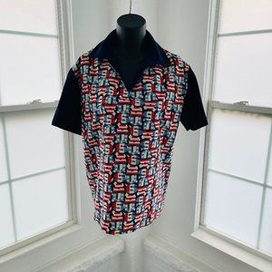Vintage 70’s Handmade USA Polyester Polo Patriotic Men’s Shirt - M